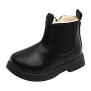 Toddler Boots Boys and Little Girl Rain Boots Girls Waterpoor Ankle Boots for Girls Size 13 Side Zipper Booties Fleece Girls Rain Boots Size 4 Windproof Short Boots